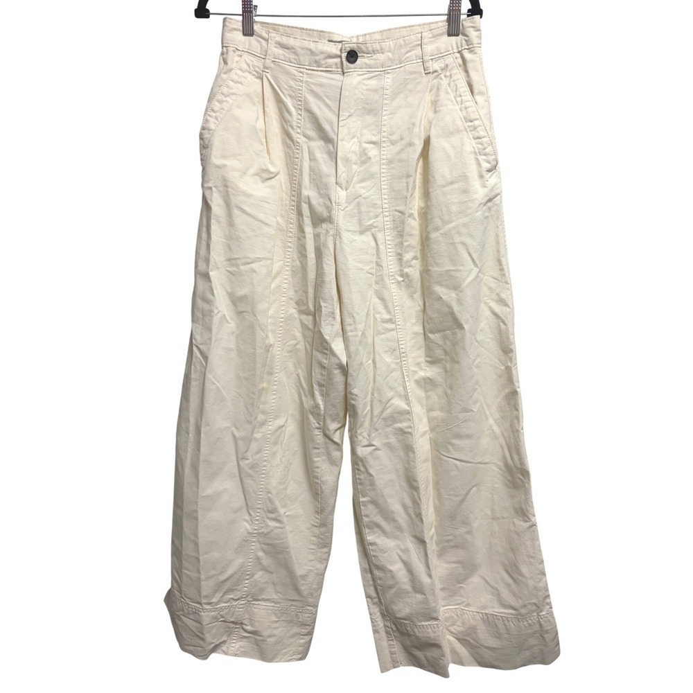 Everlane The Tourist Pant High Waist Bone White Wide Leg Cotton Linen 8 - Picture 6 of 13